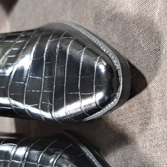 Zara Black Faux Leather Western Style Open Ankle Pointed Toe Boots VG EU 39 US 8 - Picture 5 of 16